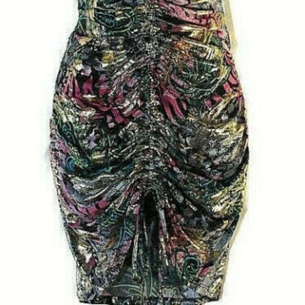 Multicolor Spaghetti Strap Ruched Dress - Picture 2 of 5